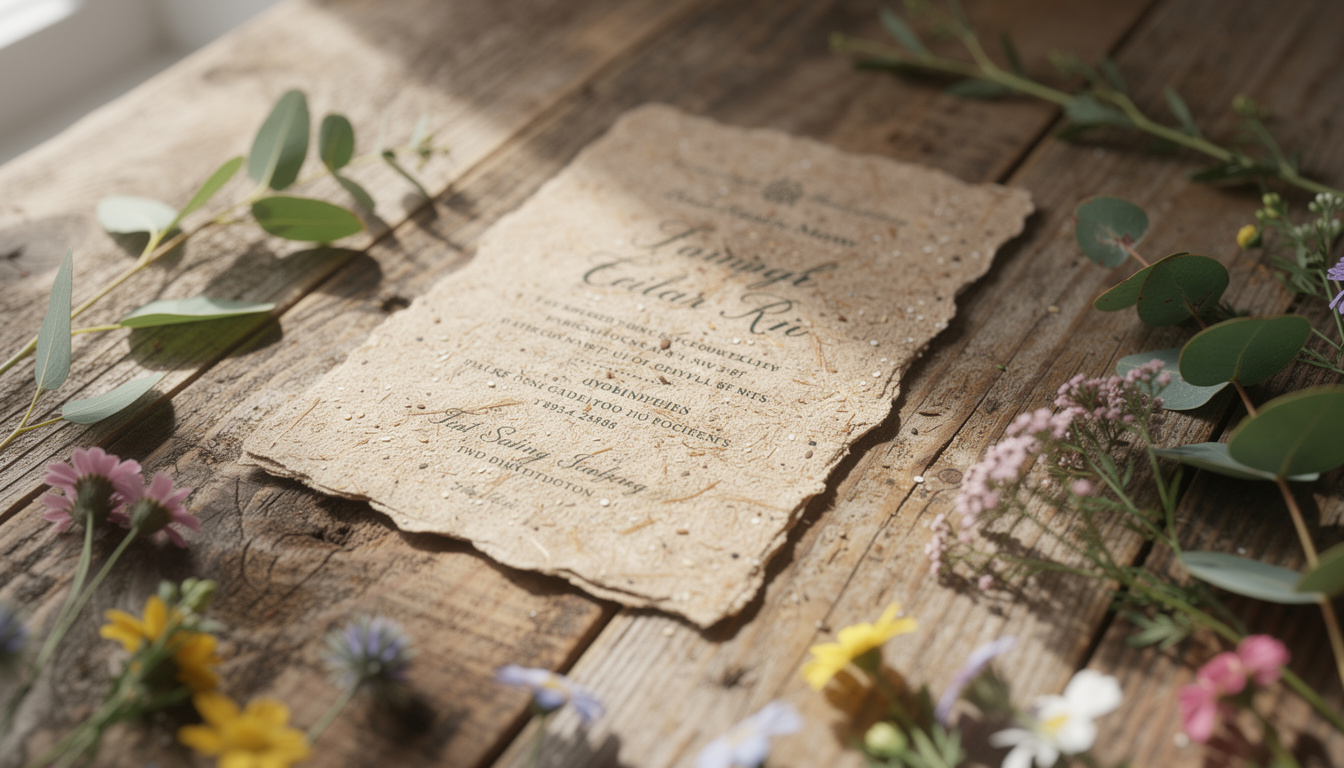 découvrez nos faire-part de mariage éco-responsables, fabriqués avec du papier ensemencé, recyclé et végétal, pour une invitation élégante et respectueuse de l'environnement.